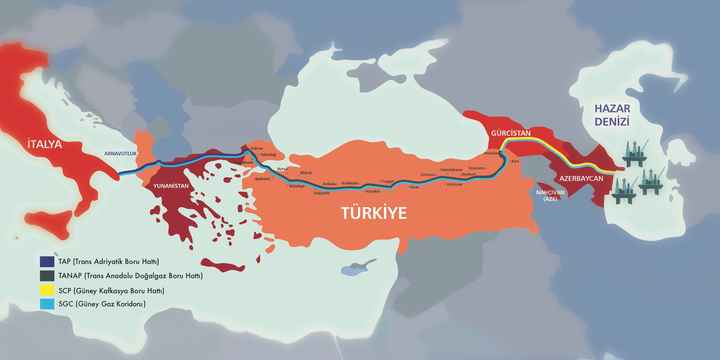 تصویر از خط لوله 40 میلیارد دلاری گاز دریای خزر در مسیر ترکیه و اروپای جنوبی