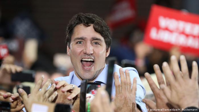 تصویر از پیشتازی حزب لیبرال جاستین ترودو در انتخابات کانادا