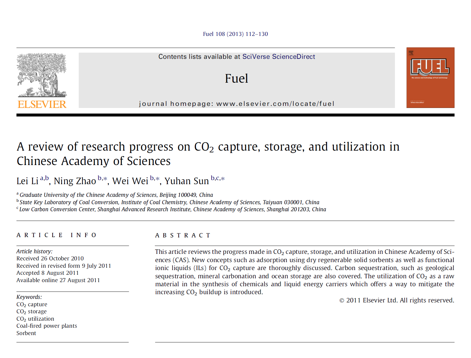 تصویر از مروری بر دستاوردهای تحقیقاتی اخیر فرایندهای جذب، ذخیره و استفاده از CO2