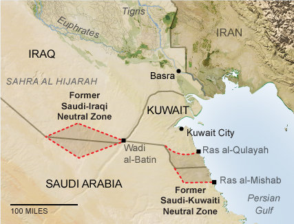 تصویر از آغاز فعالیت کویت و عربستان برای تولید نفت در منطقه بی‌طرف مرزی