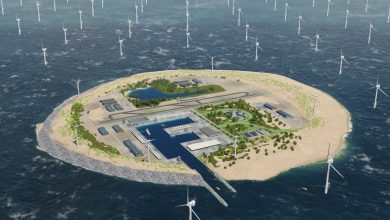 تصویر از اعتراض فعالین محیط زیست به ساخت جزیره مصنوعی در دانمارک