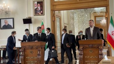 تصویر از امیرعبداللهیان در نشست مطبوعاتی مشترک با وزیر خارجه ترکمنستان