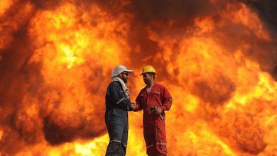 تصویر از مهار آتش‌سوزی در میدان نفتی شادگان