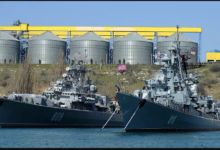 تصویر از حمله موفقیت‌آمیز اوکراین به مقر ناوگان دریای سیاه روسیه در کریمه