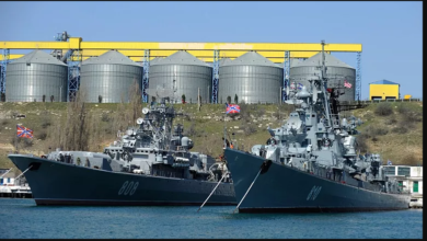 تصویر از حمله موفقیت‌آمیز اوکراین به مقر ناوگان دریای سیاه روسیه در کریمه